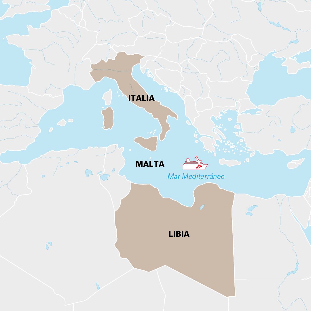 Mapa de actividades de Médicos Sin Fronteras en el Mediterráneo durante 2021