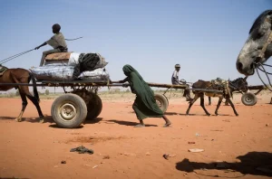 Personas desplazadas por la guerra en Sudán buscan refugio en Chad.