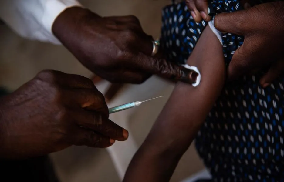 Un niño es vacunado por un miembro del personal de MSF en el norte de Sokoto, en Nigeria, en noviembre de 2024.