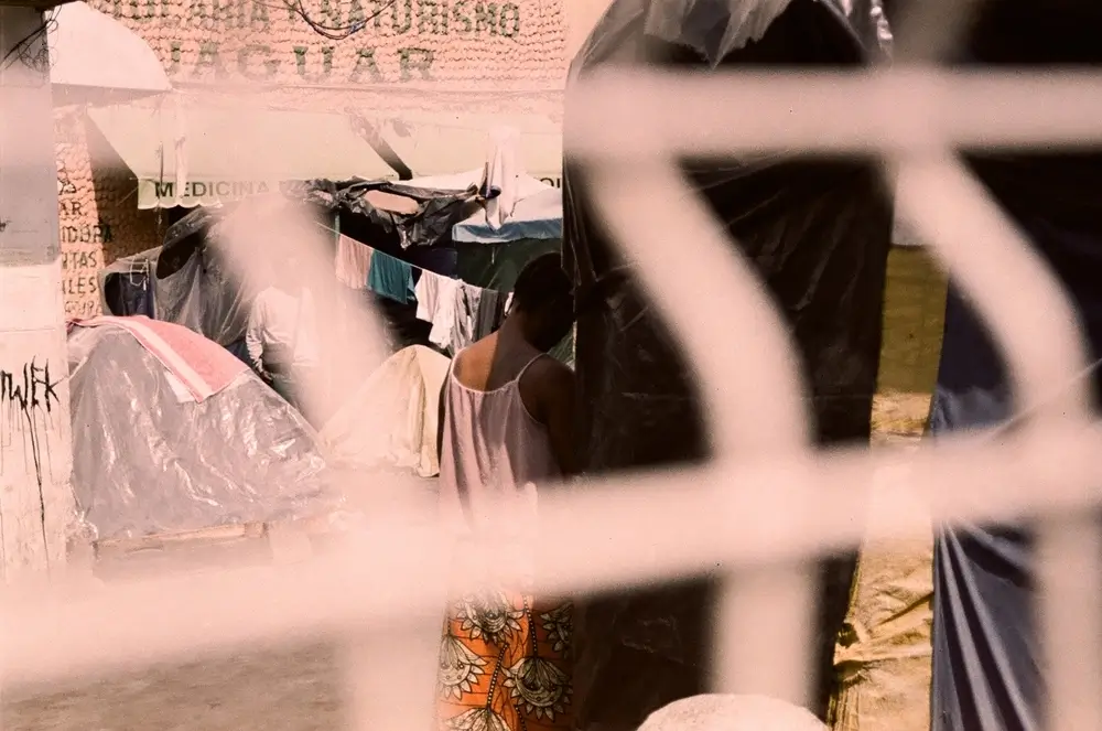 Vista delcampamento para personas migrantes en Ciudad de México.