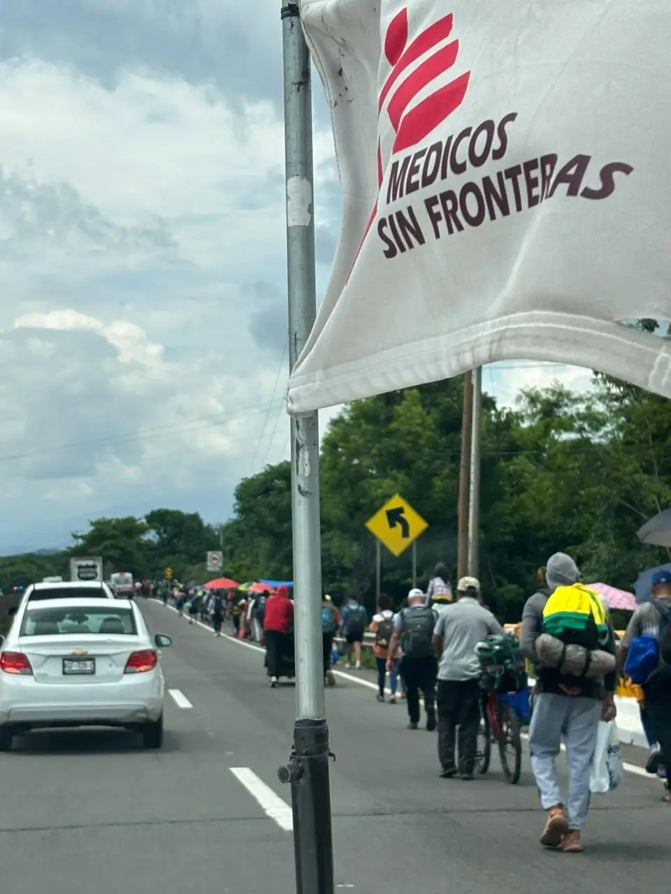 Caravana migrante que salió de Tapachula, México hacia el centro del país.