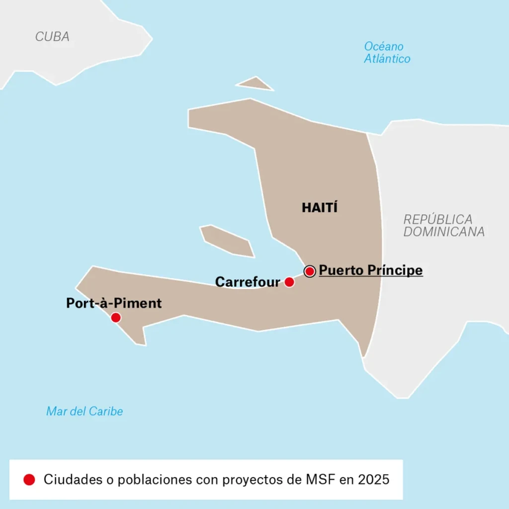 Mapa de actividades de MSF en Haití en 2025