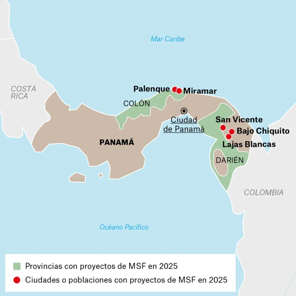 Mapa de actividades de MSF en Panamá en 2025