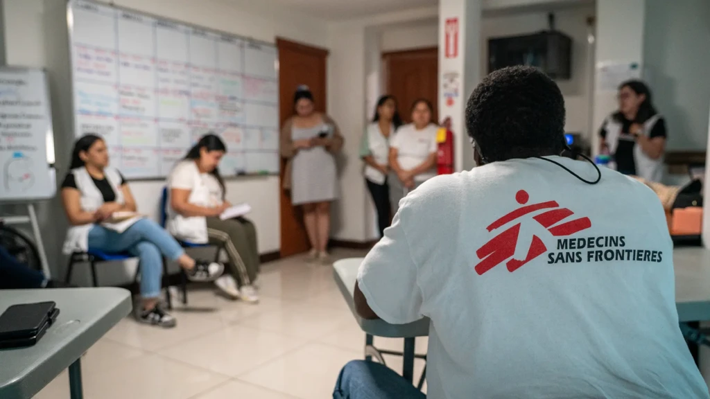 Atención inclusiva para pacientes LGBTQI+ en San Pedro Sula. El personal de MSF celebra una reunión de equipo en la clínica de San Pedro Sula, Honduras. © Fritz Pinnow Kawas/MSF