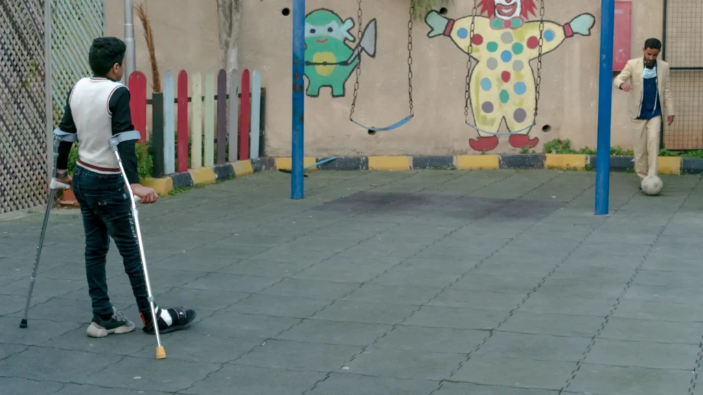 Área de juegos en el patio del hospital de Ammán en Jordania. Copyright: MSF
